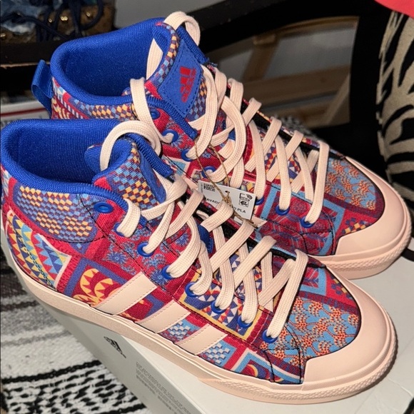 Adidas platform sneakers Bravada 2.0 Multicolor High top NEW size 8 skateboard - Picture 2 of 6